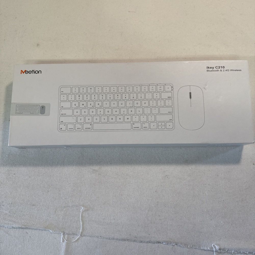 NEW Meetion Ikey C210 Wireless Bluetooth Keyboard and Mouse. White New In Box